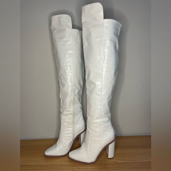 White Knee High Boots - Picture 1 of 11